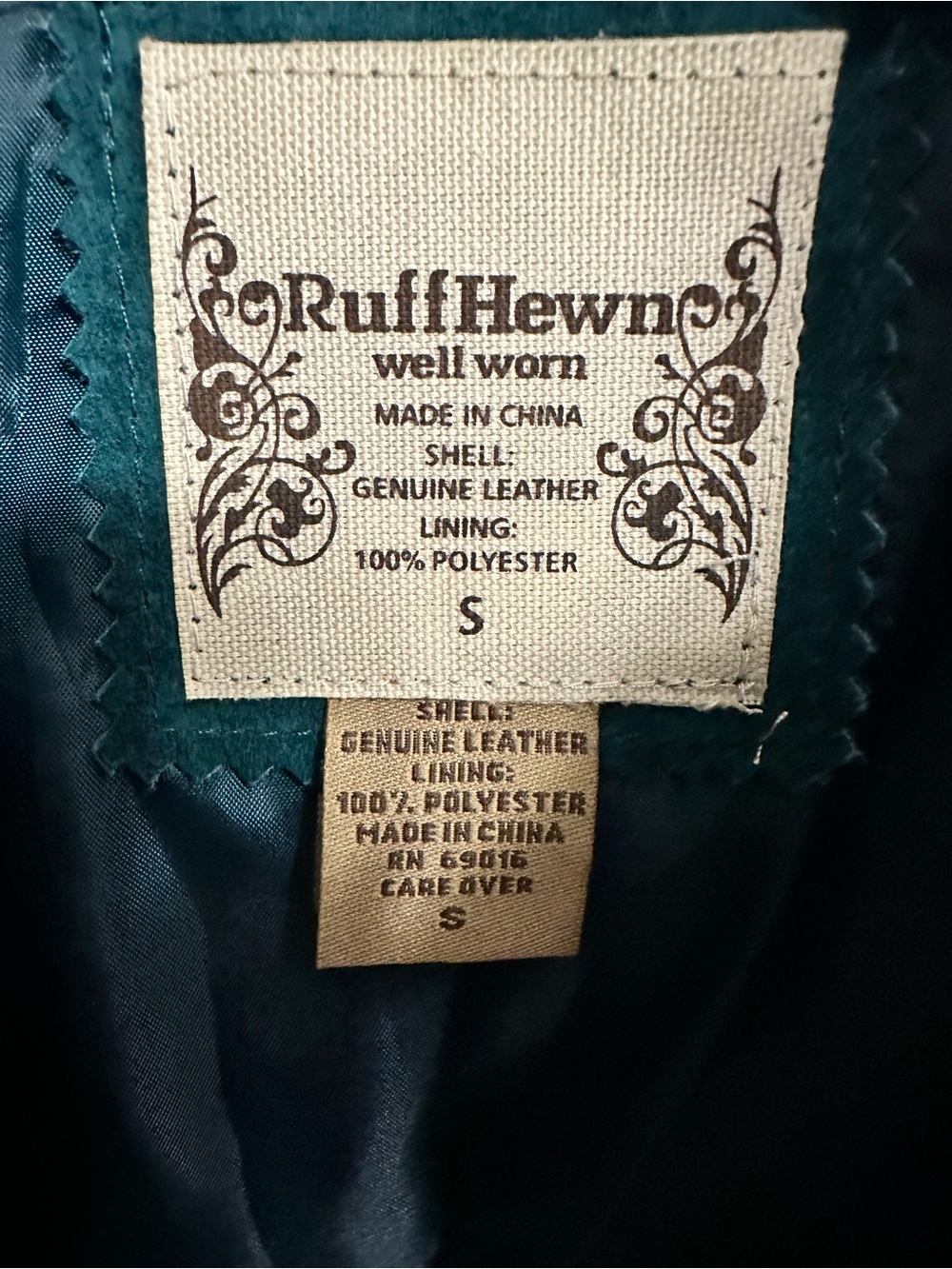 Ruff Hewn Teal Suede Genuine Leather Jacket size S - Picture 5 of 5